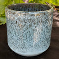 Ceramic Cylinder Pot - Arctic blue