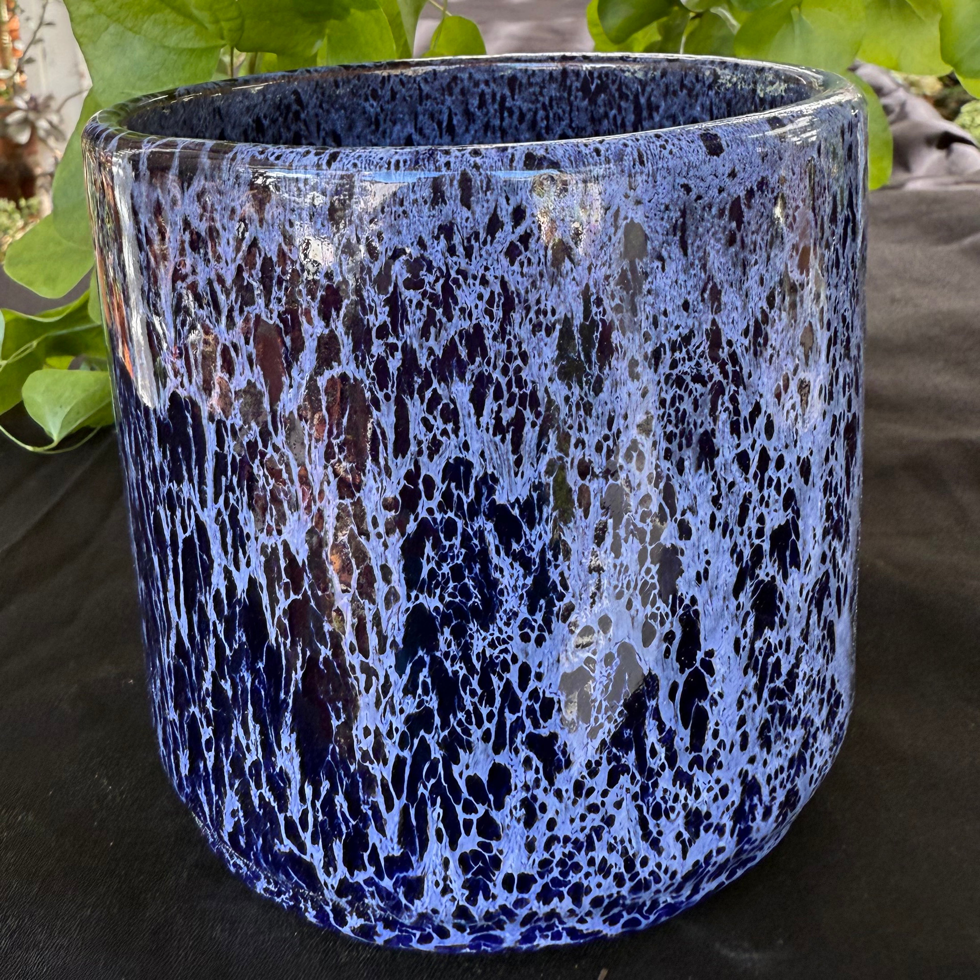 Ceramic Cylinder Pot - Cobalt