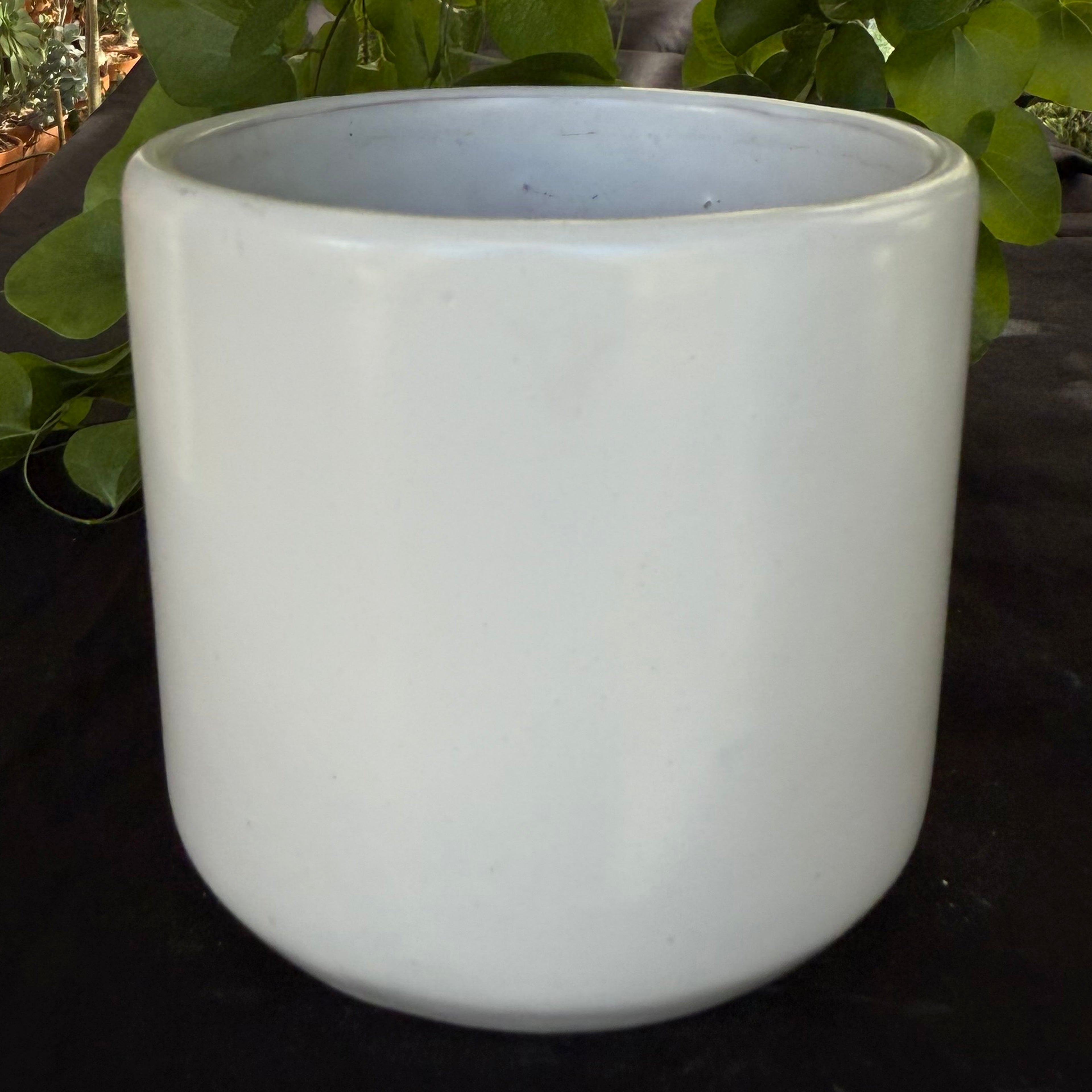 Ceramic Cylinder Pot- Matte white