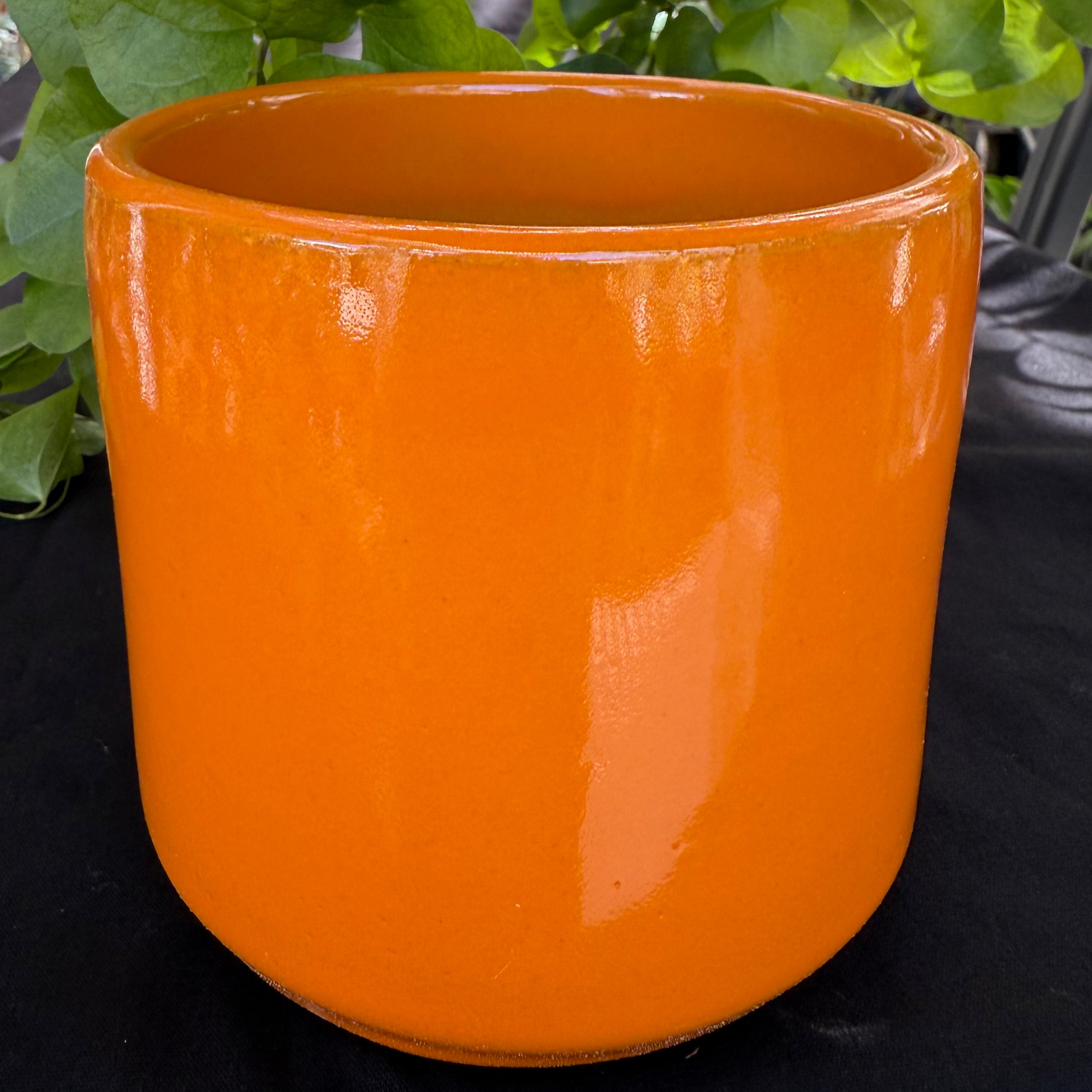Ceramic Cylinder Pot - Orange