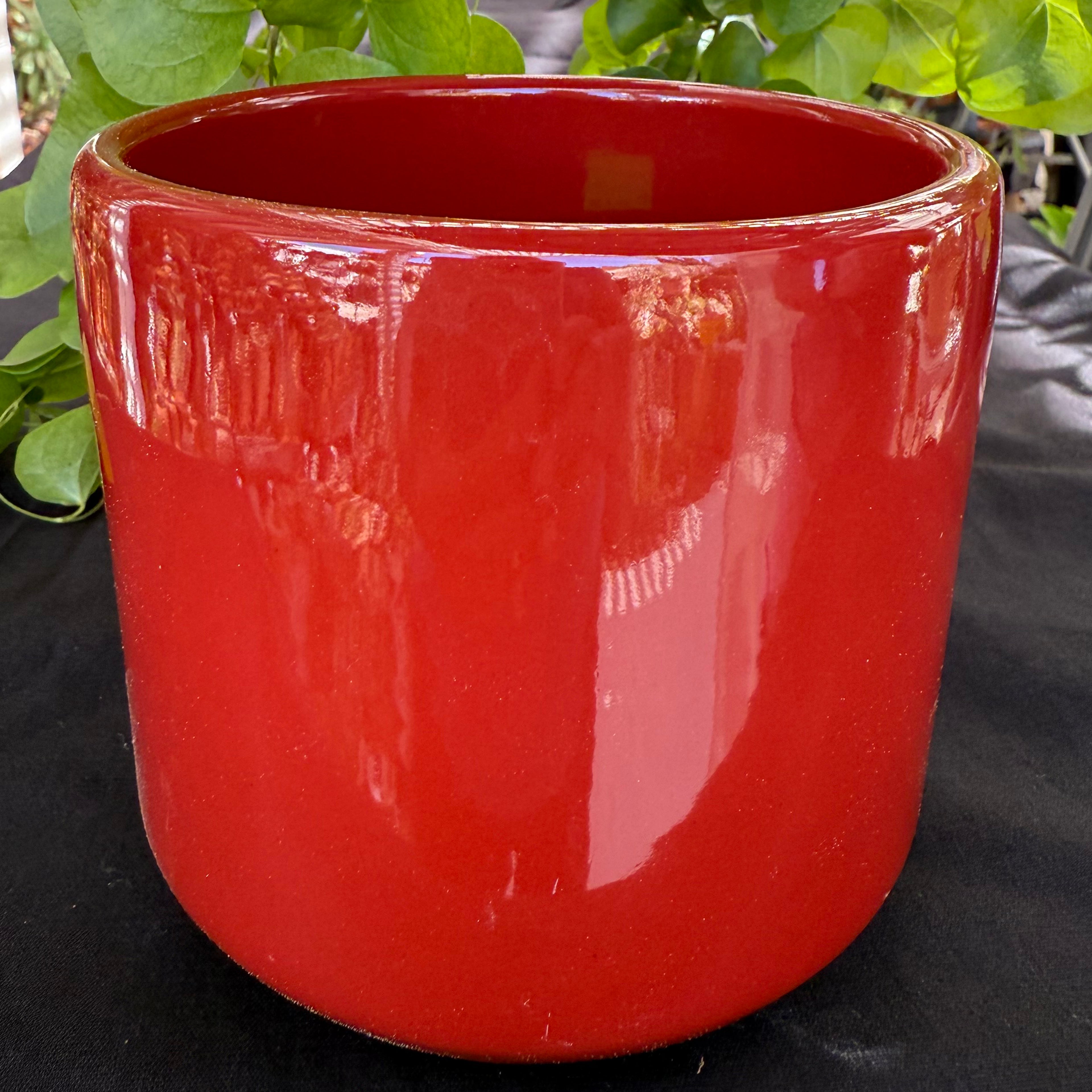 Ceramic Cylinder Pot - Red