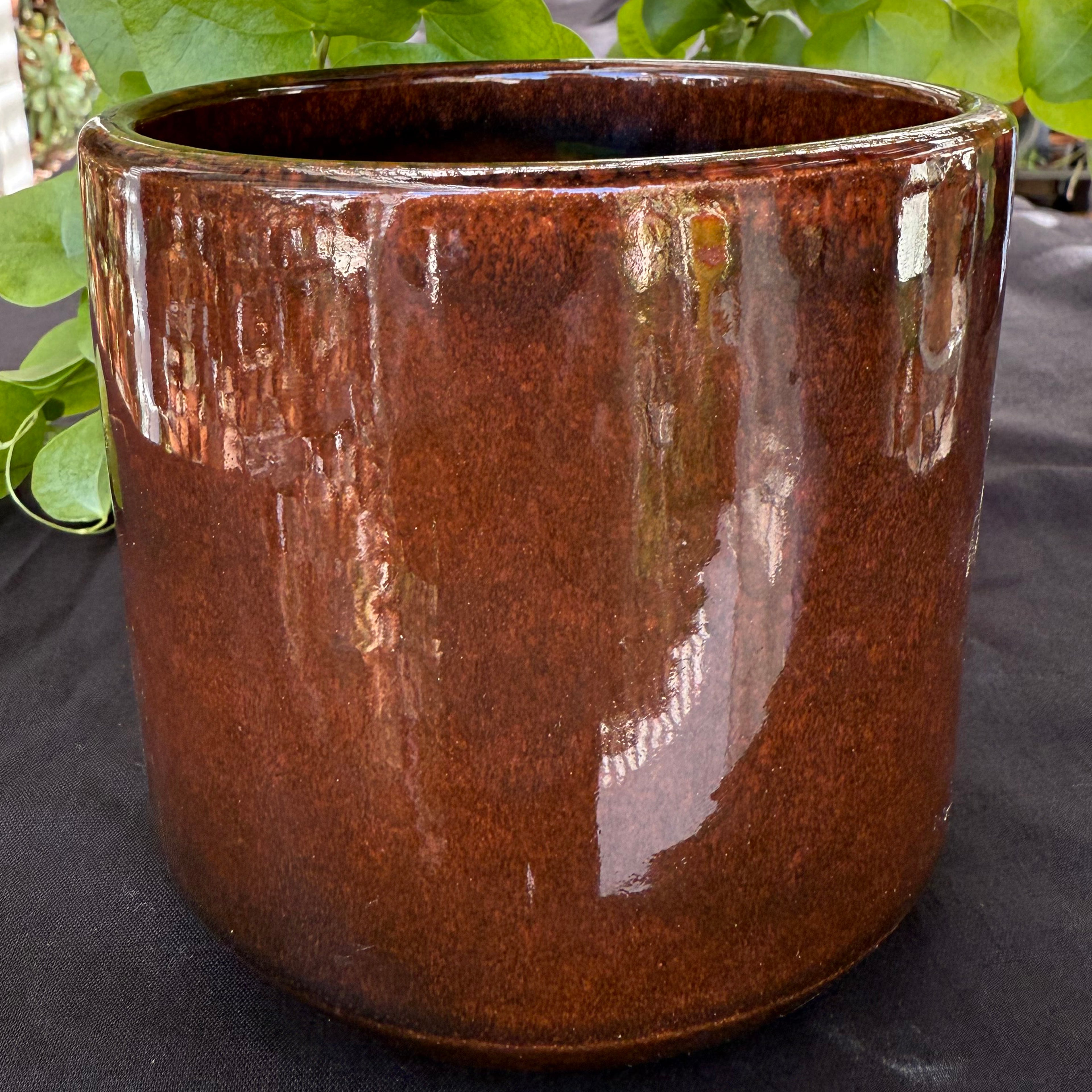 Ceramic Cylinder Pot - Rootbeer