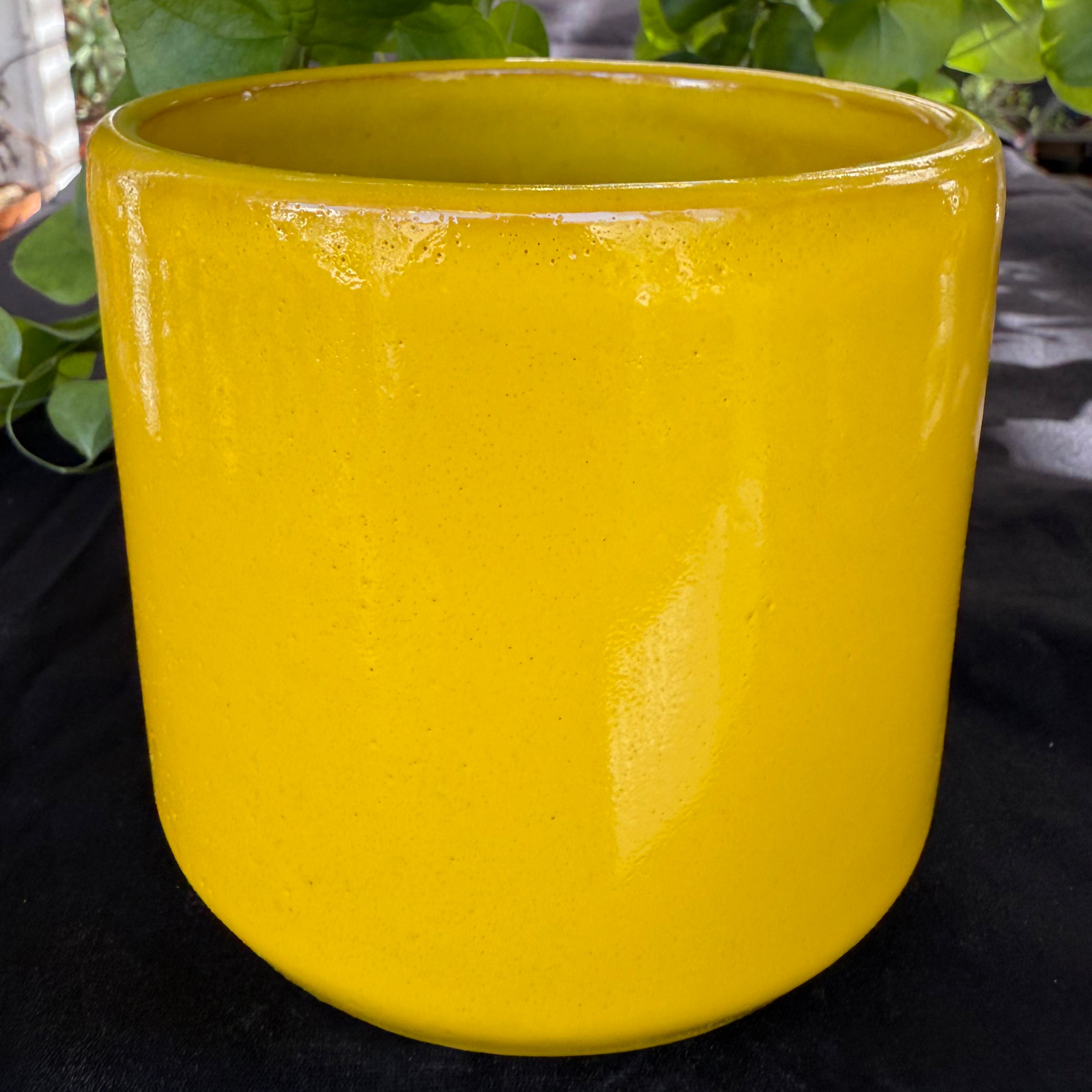 Ceramic Cylinder Pot - Yellow